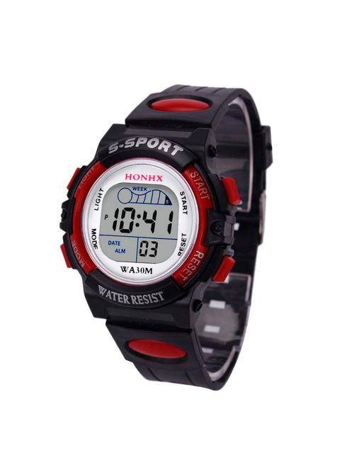 CARLTON GLOBAL Waterproof Children Boys Digital LED Sports Watch Kids Alarm Date Watch Gift RD