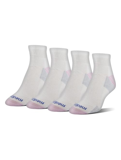 MediPeds Women's Nanoglide Quarter Socks, 4-Pack