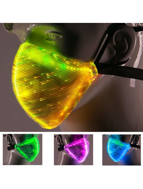 7 Color Lights LED Light up Face Mask USB Rechargeable Glowing Luminous Dust Mask for Christmas Party Festival Dancing Rave Masquerade Costumes (Face Mask)