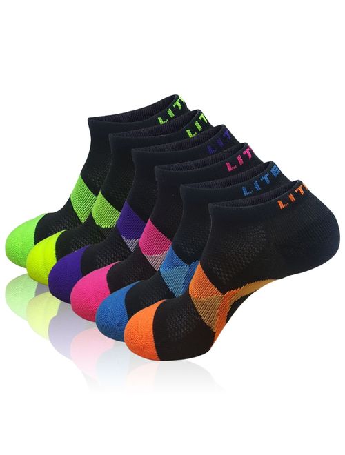 LITERRA Womens Low Cut Ankle Athletic Socks Colorful Sports Running Socks 6 Pack