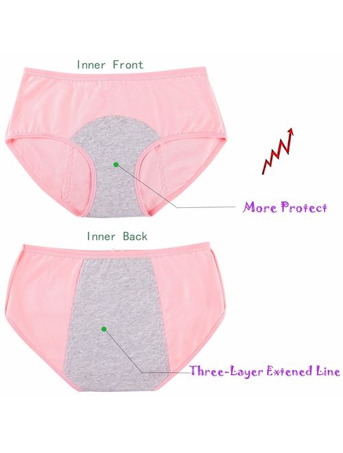 Hellove Cotton Period Panties Menstrual Leakproof Protective Briefs for Teen,Girls,Women