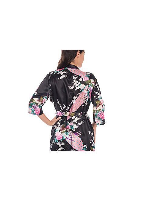 Joy Bridalc Women's Kimono Robe Gorgeous Loungewear 2PC Set Sleepwear Camisole & Robe