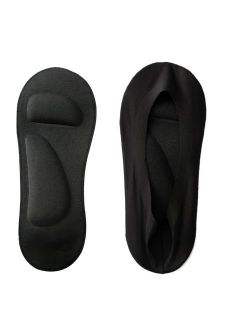 2 Pairs 3D Padded Women's No Show Nylon Socks Sponge Cushion Liner