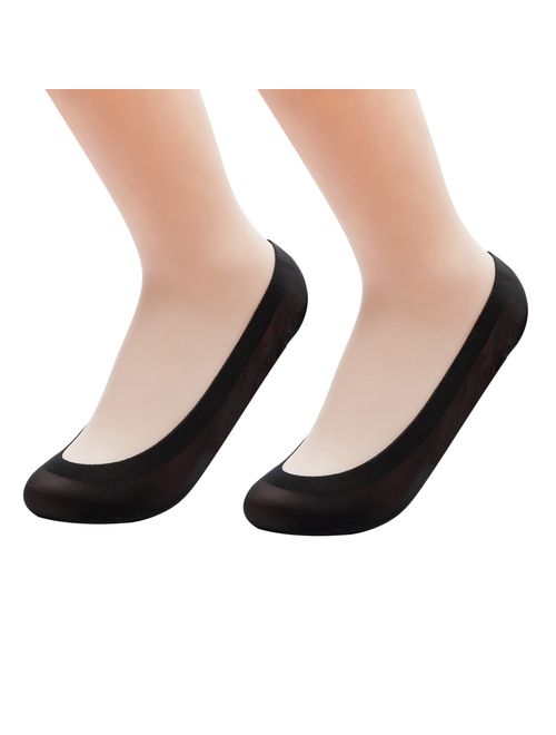 2 Pairs 3D Padded Women's No Show Nylon Socks Sponge Cushion Liner