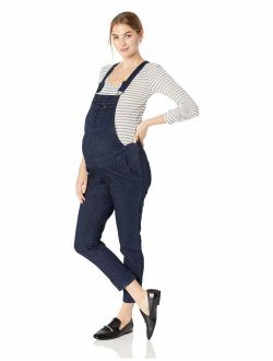 Women's Maternity Indigo Blue Side Panel Skinny Ankle Length Denim Overalls