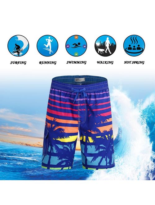 APTRO Men's Swimming Trunks with Pockets Beach Swimwear Quick Dry Elastic Waist Board Shorts