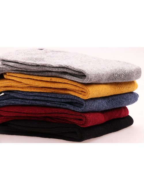 5 Pairs Women Knit Cotton Crew Socks Fashion Slouch Casual Socks, Size 5-10 S142