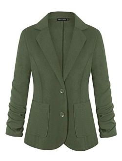Unifizz Womens Casual Work Office Blazer Pockets Buttons Suit Jacket 3/4 Sleeve