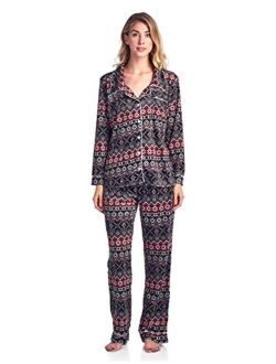 Ashford & Brooks Women's Long Sleeve Minky Micro Fleece Pajama Set