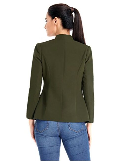 GRAPENT Women's Business Casual Buttons Pockets Open Front Blazer Suit Cardigan
