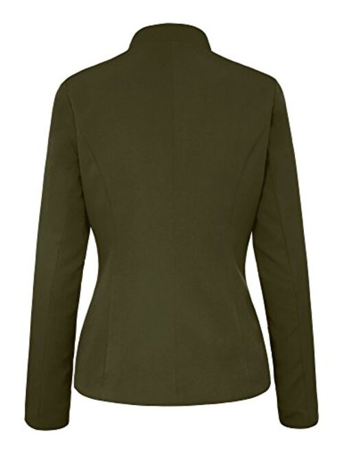 GRAPENT Women's Business Casual Buttons Pockets Open Front Blazer Suit Cardigan