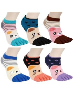 Women's Girls Novelty Colorful Christmas Five Fingers Ankle Toe Socks for Gifts