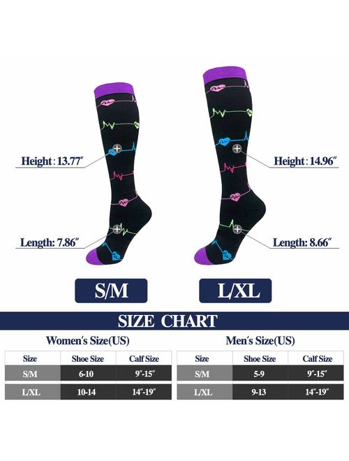 Compression Socks Women 20-30mmHg (3 Pairs) Mens Best Stockings for Running Medical Athletic