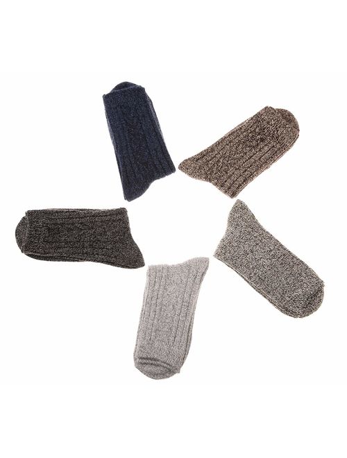 Womens 5 Pairs Soft Thick Comfort Casual Cotton Warm Wool Crew Winter Socks