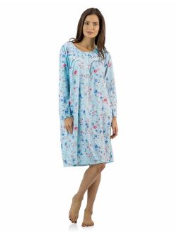 Casual Nights Women's Cotton Lace Short Sleeve Sleep Nightgown 