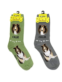 Foozys Unisex Crew Socks | Canine Large & Medium Dog Breed Novelty Sock (2 Pair)