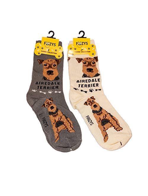 Canine Large & Medium Dog Breed Novelty Sock 2 Pair Foozys Unisex Crew Socks