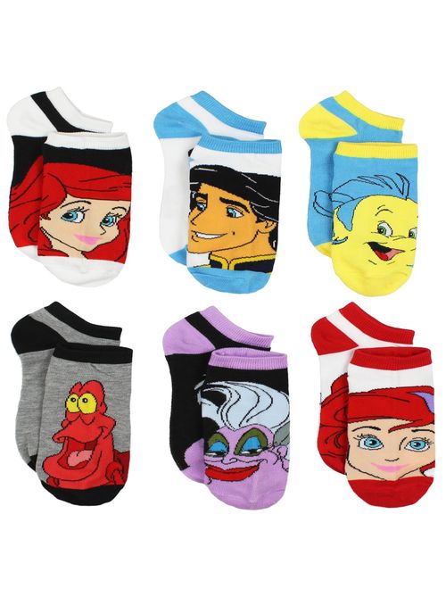 The Little Mermaid Ariel Girls Teen Womens 6 pack Socks