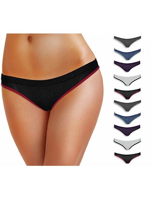 Emprella Women Underwear, 10 Pack Womens Cotton Stretch Bikini Panties for Ladies