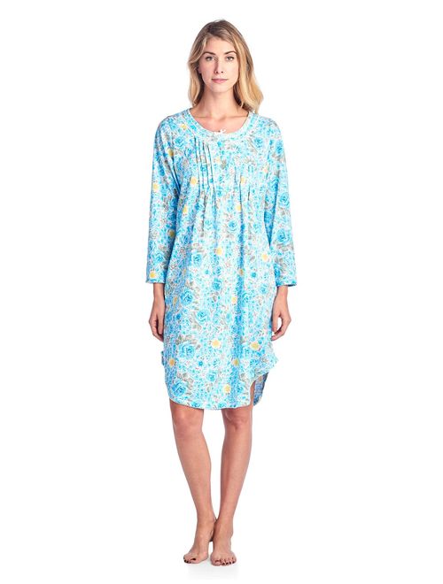Casual Nights Women's Round Neck Long Sleeve Lace Floral Nightgown
