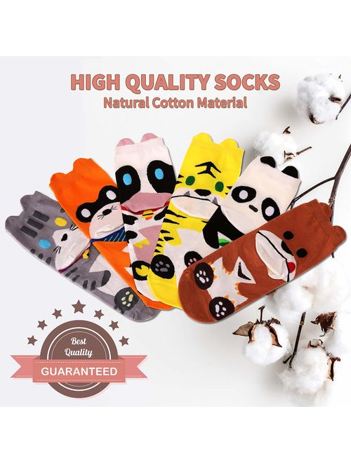 Dosoni Women Girl Cartoon Animal Cute Casual Cotton Novelty Crew socks 6 packs-Gift Idea