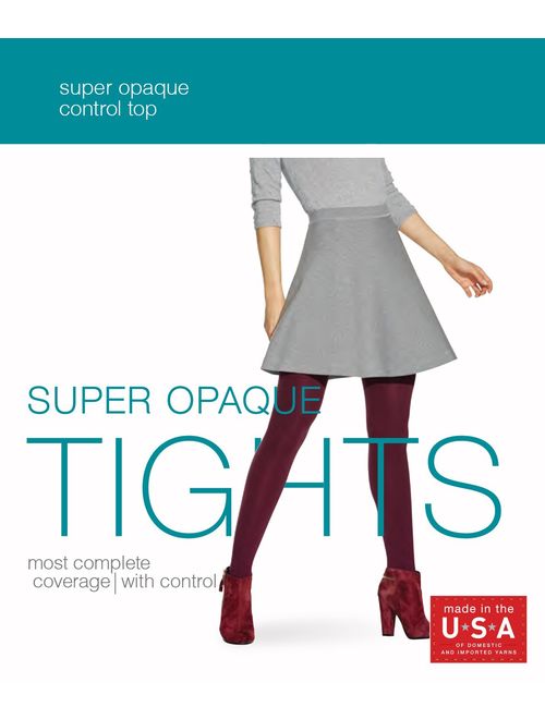 No Nonsense Women's Super-Opaque Control-Top Tights 3-Pack