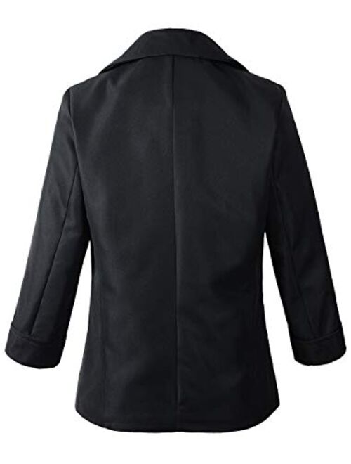Women's 3/4 Sleeve Boyfriend Blazer Tailored Suit Coat Jacket