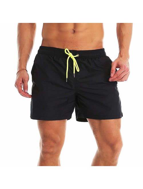 YnimioAOX Men's Swim Trunks Quick Dry Beach Shorts Swimwear Bathing Suit with Mesh Lining