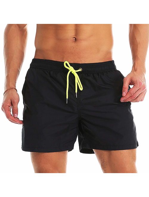 YnimioAOX Men's Swim Trunks Quick Dry Beach Shorts Swimwear Bathing Suit with Mesh Lining