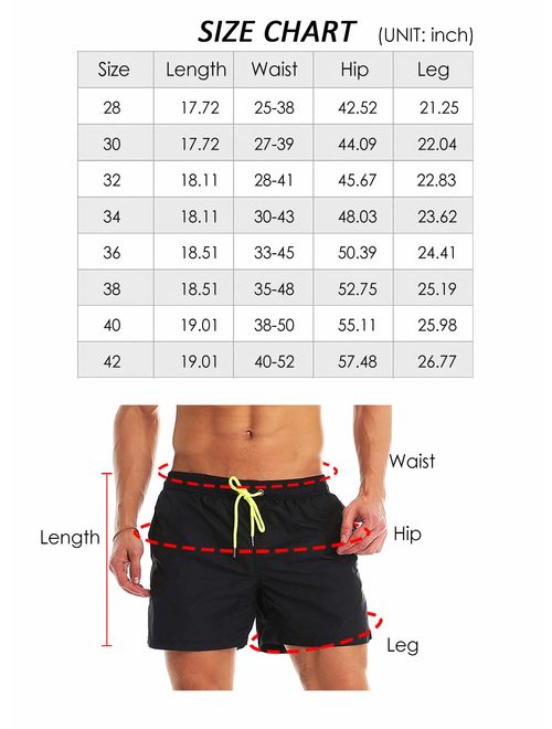 YnimioAOX Men's Swim Trunks Quick Dry Beach Shorts Swimwear Bathing Suit with Mesh Lining