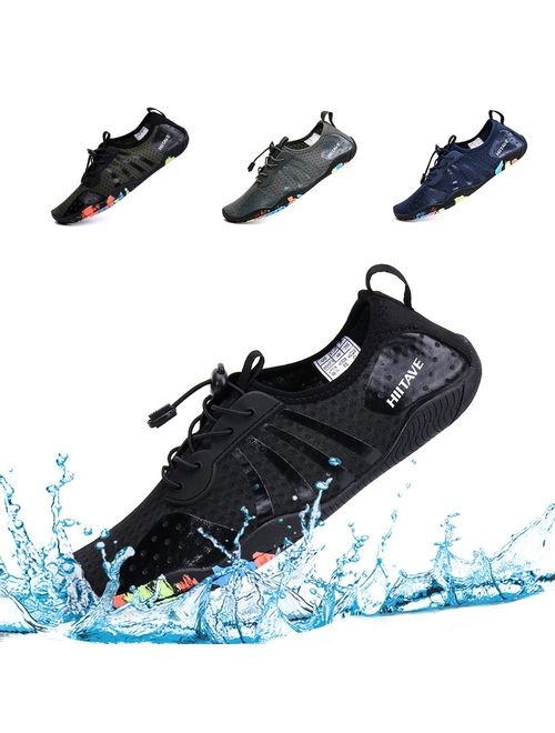 hiitave Mens Womens Aqua Beach Water Shoes Quick Dry Barefoot Swim Socks for Surf Pool River Walking Diving Water Sports