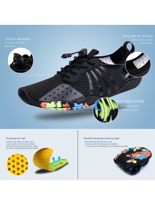 hiitave Mens Womens Aqua Beach Water Shoes Quick Dry Barefoot Swim Socks for Surf Pool River Walking Diving Water Sports