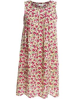 Sleeveless Shift Dress Sundress Floral Print House Dresses for Women with Pockets