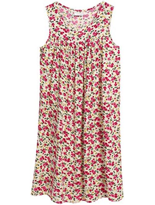 Sleeveless Shift Dress Sundress Floral Print House Dresses for Women with Pockets