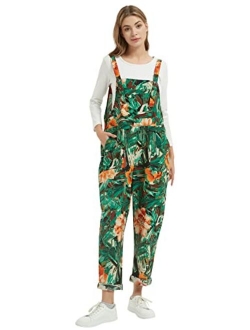 Gihuo Women's Fashion Baggy Loose Linen Overalls Jumpsuit with Pockets