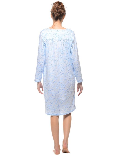 Casual Nights Women's Square Neck Long Sleeve Lace Floral Nightgown