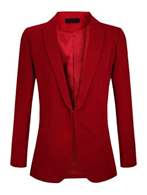 JHVYF Womens Casual Basic Work Office Cardigan Tuxedo Summer Blazer Open Front Boyfriend Jacket