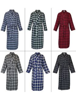 Robes King Classical Sleepwear Men's 100% Cotton Flannel Shawl Collar Robe,