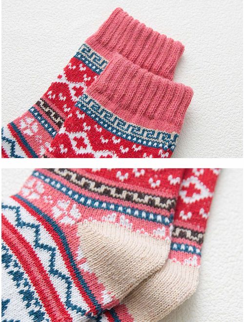 Amberzina Women's Vintage Style Wool Thick Warm Socks(5 Pairs)