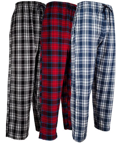ANDREW SCOTT Men's 3 Pack Cotton Flannel Fleece Brush Pajama Sleep & Lounge Pants