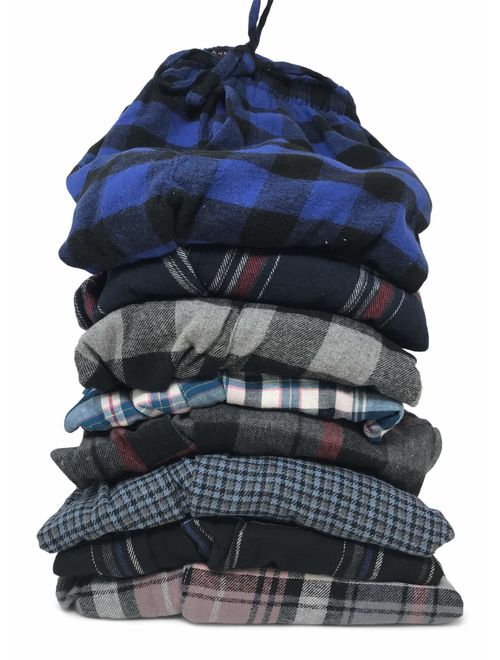 ANDREW SCOTT Men's 3 Pack Cotton Flannel Fleece Brush Pajama Sleep & Lounge Pants