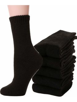 Womens Wool Socks Fuzzy Heavy Thermal Thick Warm Cotton Boot Winter Socks 5 Pairs