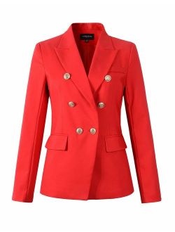 Womens Double Breasted Military Style Blazer Ladies Coat Jacket