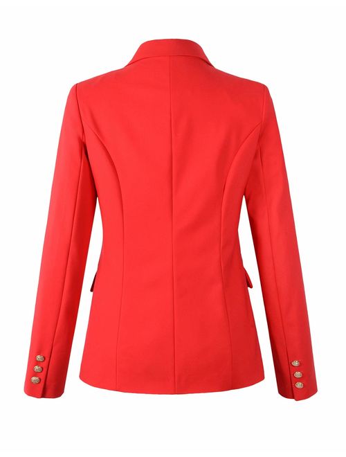 Womens Double Breasted Military Style Blazer Ladies Coat Jacket