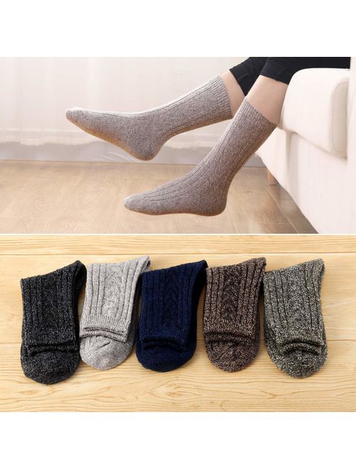 Jeasona Womens Wool Socks Warm Winter Vintage Knit Boot Crew Socks Gifts