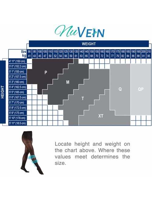 Nuvein Compression Pantyhose, Women's 15-20 Mmhg Sheer Nylon Hosiery Tights