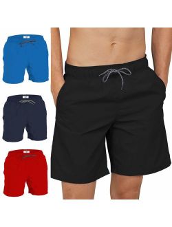 Fort Isle Mens Swim Trunks - Solid Color - Bathing Suit - Quick Dry Beach Swimming Shorts