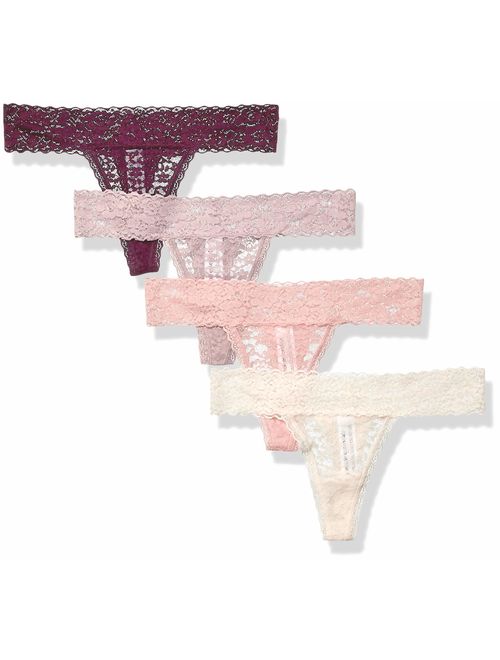 Amazon Essentials Women's 4-Pack Lace Stretch Thong Panty