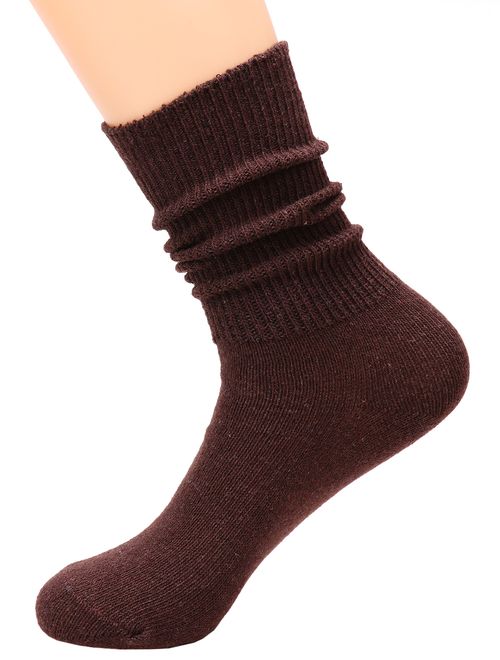 5 Pairs Women Cotton Crew SocksSoft Knit Wool Blend Casual Socks,Size 5-10 WS99