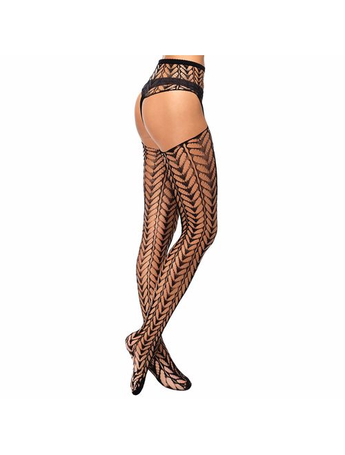 6 Pairs Women Suspender Pantyhose Stockings Valentine's Day Fishnet Tights Stretchy High Stockings for Dress up Favors